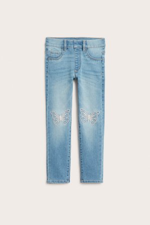 Kappahl | Slim jeggings med fjärilar | Ljus denim
