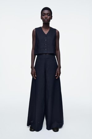 COS Women's Gilet Cropped In Lino in Blu