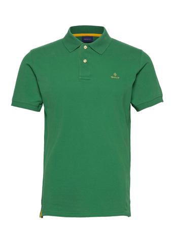 Contrast Collar Pique Ss Rugger Polos Short-sleeved Grønn GANT