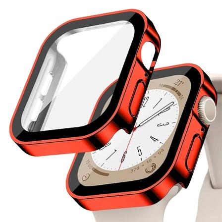 Glasovertræk til Apple Watch Fall Serie 8 7 6 5 4 Se 44Mm 40Mm 41Mm 45Mm Lige Kant Skærmbeskyttelse Æble Ur Tilbehør Red 18 Series 7-8 45mm