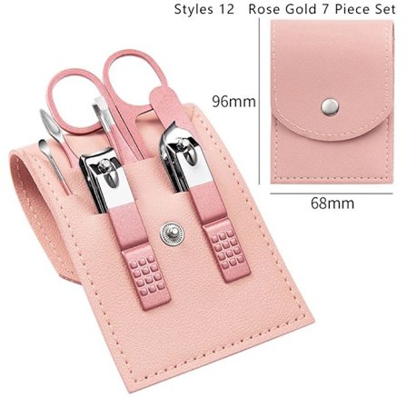 Manicure sæt af høj kvalitet, professionelt, praktisk sæt med læderetui, stålstifter, klippere, personlige hygiejneværktøjer