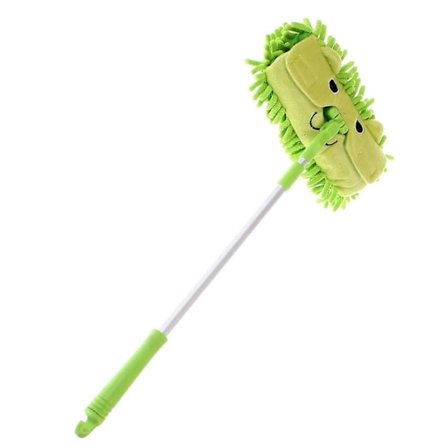 Lasten Mop-lelu, Piirretty Muotoinen Siivousväline Leikkimiseen ja Kotitalouden Työhön, Vihreä