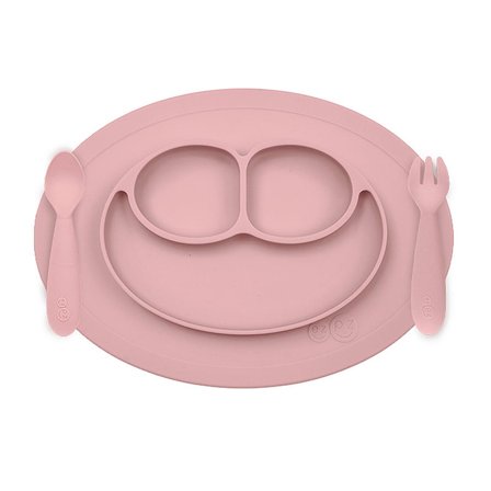 EZPZ Silikone Dækkeserviet Tallerken Bestiksæt Støvet Rosa, Børn & Forældre, Service, Spisesæt