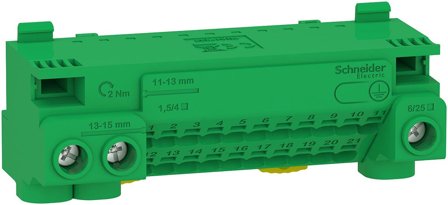 Schneider Electric Resi9 CX LGYT1E24 Jordplint 440 V 24 anslutningar, Elfördelning & strömförsörjning