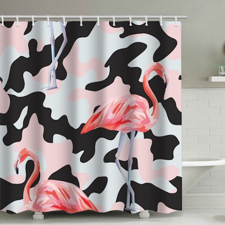 Flamingo Duschdraperi, med 12 plastkrokar - stil 7