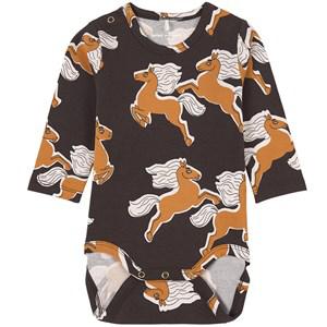 Mini Rodini GOTS Horses Printed Baby Body Black 62 cm - All in ones - 62 cm - Black