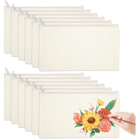 Tomme stofposer, 10 stykker, penalhus, lille, pose til at male, DIY makeup taske, toilettaske, 21 x 14 cm