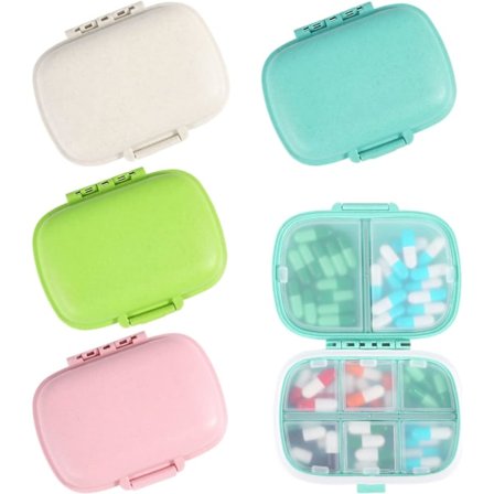 4 stk. lille pilleæske, vandtæt kompakt medicinbeholder rejsepilleæske