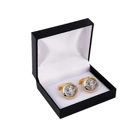 Ur Tourbillon Bevægelse Manchetknapper Herre Diamantgraveret Balancehjul Roterende Manchetknap Guld Kobber Manchetknap