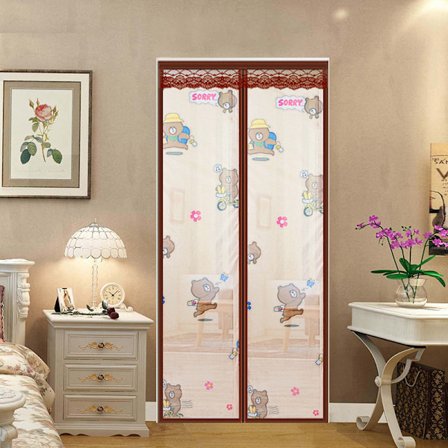 Et sæt (presset bjørnekaffe, ca. 90*210 cm) Magnetisk dørskærm Dørnet Mesh Anti Myg Håndfri Passer til dør op til Automatisk Mesh Gardin