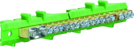 Hager KM17E Jordklemme 60 A, messing 8 x 16 + 8 x 10 + 1 x 25 mm², Elfordeling & strømforsyning