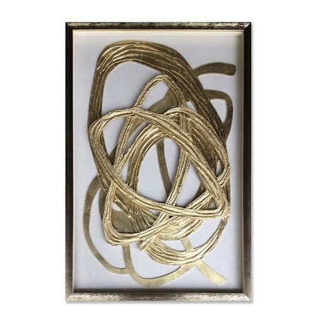 Abstrakti kultavalkoinen lasimaalaus – 60x90 cm MDF