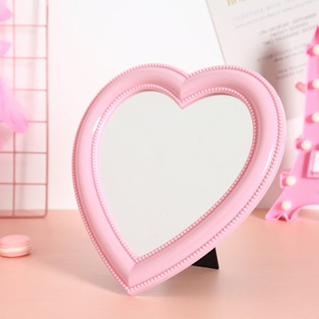 Web Celebrity Cosmetic Mirror Koristepeili Mirror Girl Heart Stud