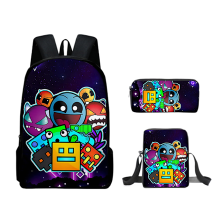 Geometry Dash -reppu opiskelijoille, olkalaukku, penaali - 5