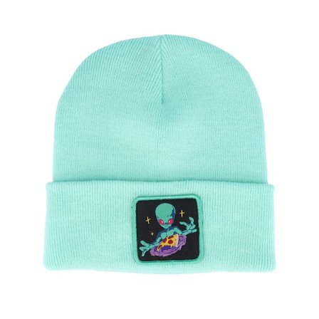 Iconic - Grün cuff Mütze - Alien Space Pizza Patch Mint Cuff Beanie @ Hatstore