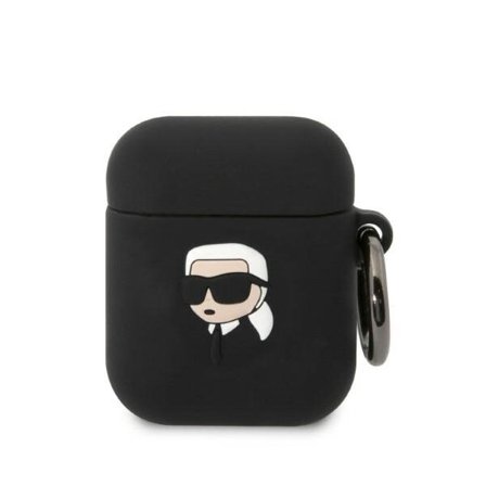 Karl Lagerfeld KLA2RUNIKK AirPods 1/2 skydd svart/svart Silikon Karl Head 3D