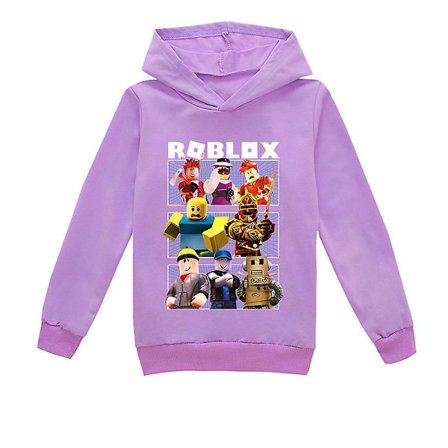 Roblox Hoodie Børn Varmt Hoodie Tøj Roblox Trykt Hoodie Lilla