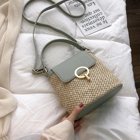 Dam Casual Halm Hink Crossbody Väska Sommar Korg Axelväska Reseväska