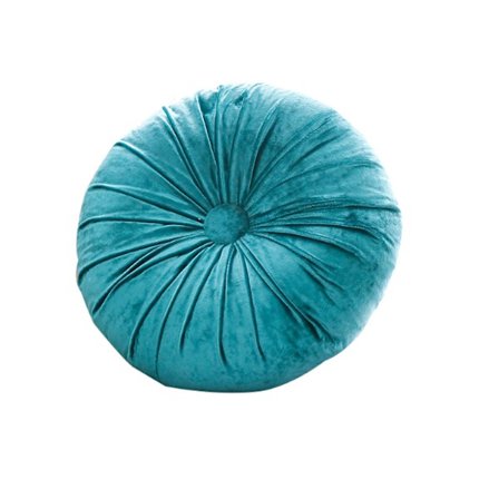 Kudde rund sammet petrolblå diameter 40 cm