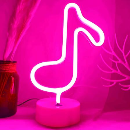 LED-neonvalo kyltti Musiikkihuomautus Yövalo USB/Paristokäyttöinen Musiikkihuomautus Led-valo Neonvalot Makuuhuoneeseen Neonmerkit Vaaleanpunainen 