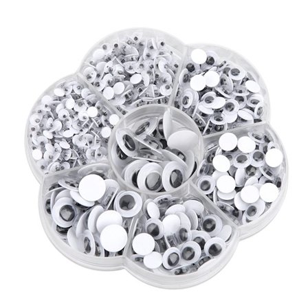 700 stk. legetøjs-øjne, ikke-giftige, sort/hvidt DIY-håndlavet materiale med opbevaringsboks (1 æske (700 stk.))