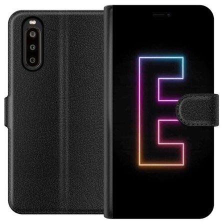 Yhteensopiva Lompakkokotelo Sony Sony Xperia 10 II Minimalistinen neonkirjain E kirkkaissa väreissä tummaa taustaa vasten modernissa ja tyylikkääs