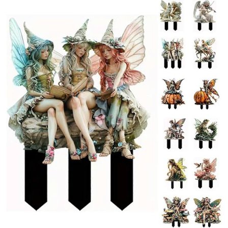 Boheemi Fairy-kukkaistutuskoriste, 2D Fairy Garden -istutuslisävarusteet, Fairy Garden -hahmot ruukkukasveille ja puutarhan pihapiirin nurmikon 