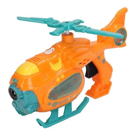 Bubbelblåsande Leksak Helikopterform Ljud Ljus Batteridriven Automatisk Bubbeltillverkningsleksak Orange-Xin