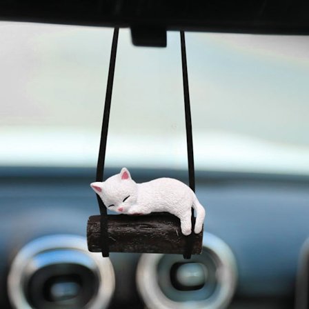 Gyngende Kat Bil Spejl Charm, Sødt Hængende Ornament til Kvinder Piger, Bakspejl Dekorativt Tilbehør Gave