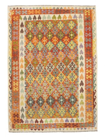 Tejida A Mano Kilim Afghan Old Style Alfombra 208X296 De Lana Marrón/Naranja