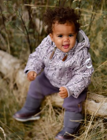 mikk-line Polyester Baby Jacket - Aop - Grey - 74