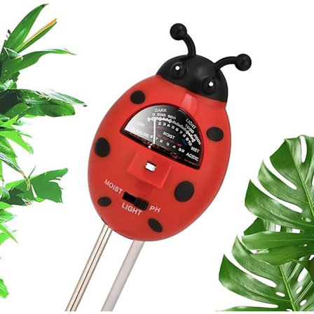 Inomhus- och utomhusväxter (inget batteri krävs) 3 i 1 Jordtestare Fuktmätare, Ljus- och pH-surhetstestare, kompatibel med Blommor/Gräs/Växter/G