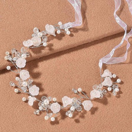 Blomsterkrans til kvinder - Hårbånd med bånd - Blomsterkrans til bryllup - Brudkrans - Blomster H