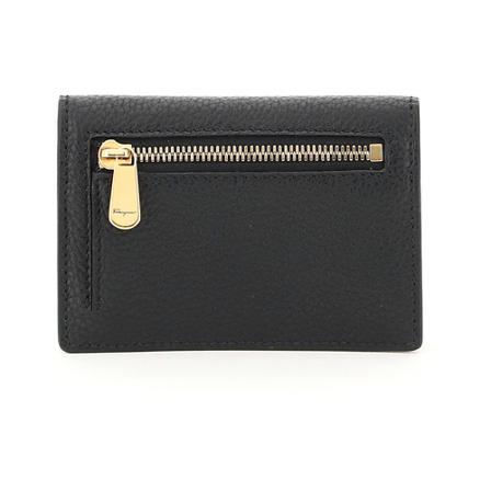 Salvatore Ferragamo, gancini bi-fold card holder Czarny, Kobieta, Rozmiar: ONE Size