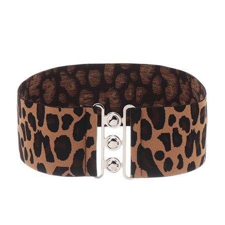 Brett elastiskt bälte Metallspänne Midjeband PRINT leopard print