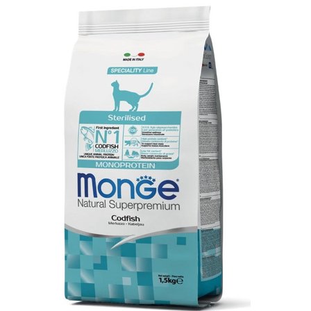 Monge Merluzzo Monoprotein Cibo Secco Gatti Adulti Sterilizzati