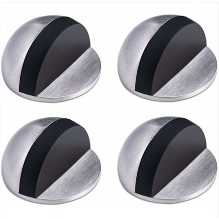 Dørstopper, Dørstopper i rustfrit stål, Selvklæbende dørstopper, Gulvdørstopper, Gummidørstopper, Halvmåne dørblok, til hjem og kontor, 4 stk.