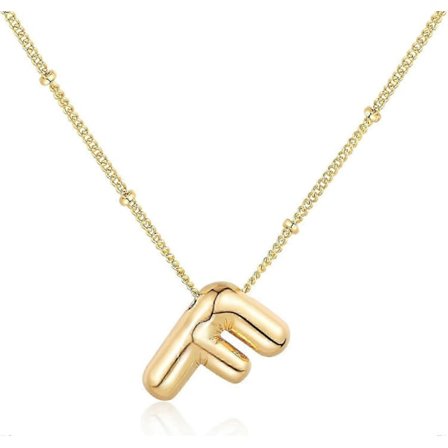 Bubble Bogstav Halskæde Ballon Initial Halskæder Til Kvinder Piger Fin Alfabet Vedhæng 14k Guldbelagt Puffy Navn Personlig Smykkegave