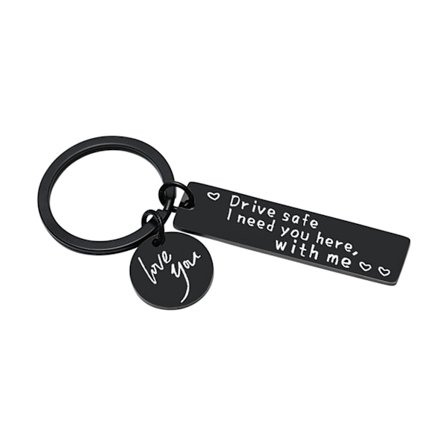 Nøglering "Drive safe" rustfrit stål