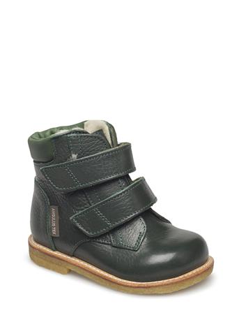 Boots - Flat - With Velcro Vinterstøvletter Med Borrelås Grønn ANGULUS