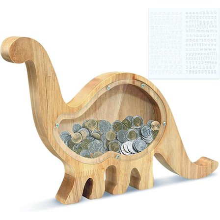 Sparebøsse i tre, dinosaur/motorsykkel/rev/kanin sparebøsse pers