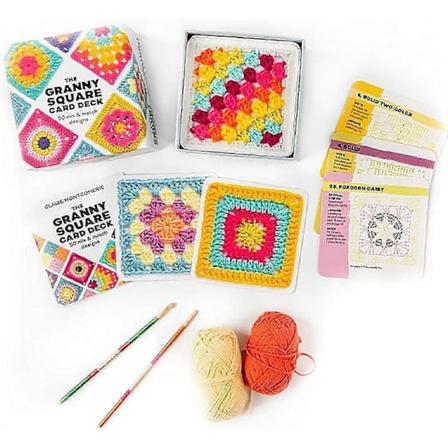 Granny Square Kortstokk, 50 Miks & Match Designkort, Strikkesett for Voksne, Granny Square Kortstokk Hekling-Xin