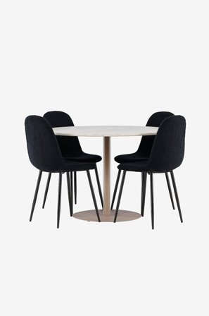 Venture Home - Lycke Spisebord med Polar Spisestol - Svart - Spisegruppe 4 personer - Fra Homeroom