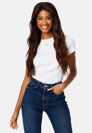 TOMMY JEANS - Slim Essential Rib SS - White