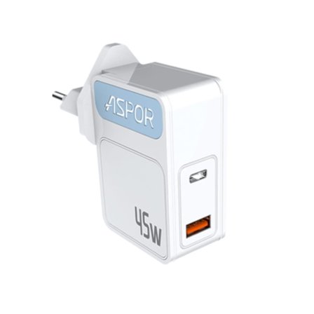 45W Laddare med Reseadapter US/EU - USB-C - PD - Snabbladdare - Mobilladdare