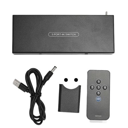 5 Port HDMI Switch 4K 60Hz 5 in 1 Ut Surroundljud HD Multimedia Interface 2.0 100-240V EU-kontakt