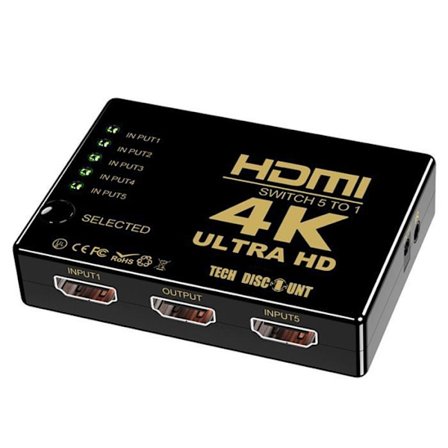 HDMI-switch - TD - 3D 4K - 5 portar - Fjärrkontroll - Mini-väljare