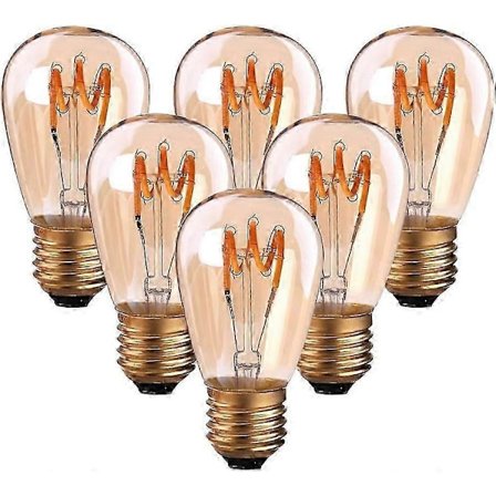 Sett med 6 Vintage E27 Spiral Filament LED-pærer ST45/S14 3 W Amber Light Ikke-dimbar 2200 K Veldig varmhvit 150 lm Tilsvarende 25W glødepære