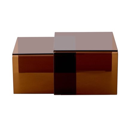Clear Couchtischset, Glas, 2-teilig in Braun, modernes Design, quadratische Form, Beistelltisch Set für das Wohnzimmer, Maße 33/30cm