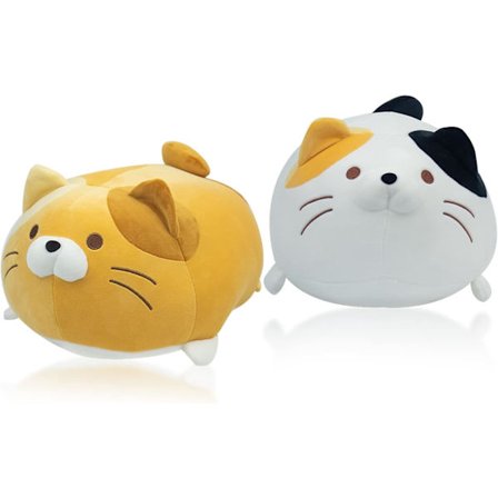 2 Myke Søte Kattunge Plysjputer, Hvit & Oransje Lubben Plysjdukke Lekegaver, Kreativ Dekorasjon for Sofa Seng Personlig Bruk Hjemme og på Kontoret